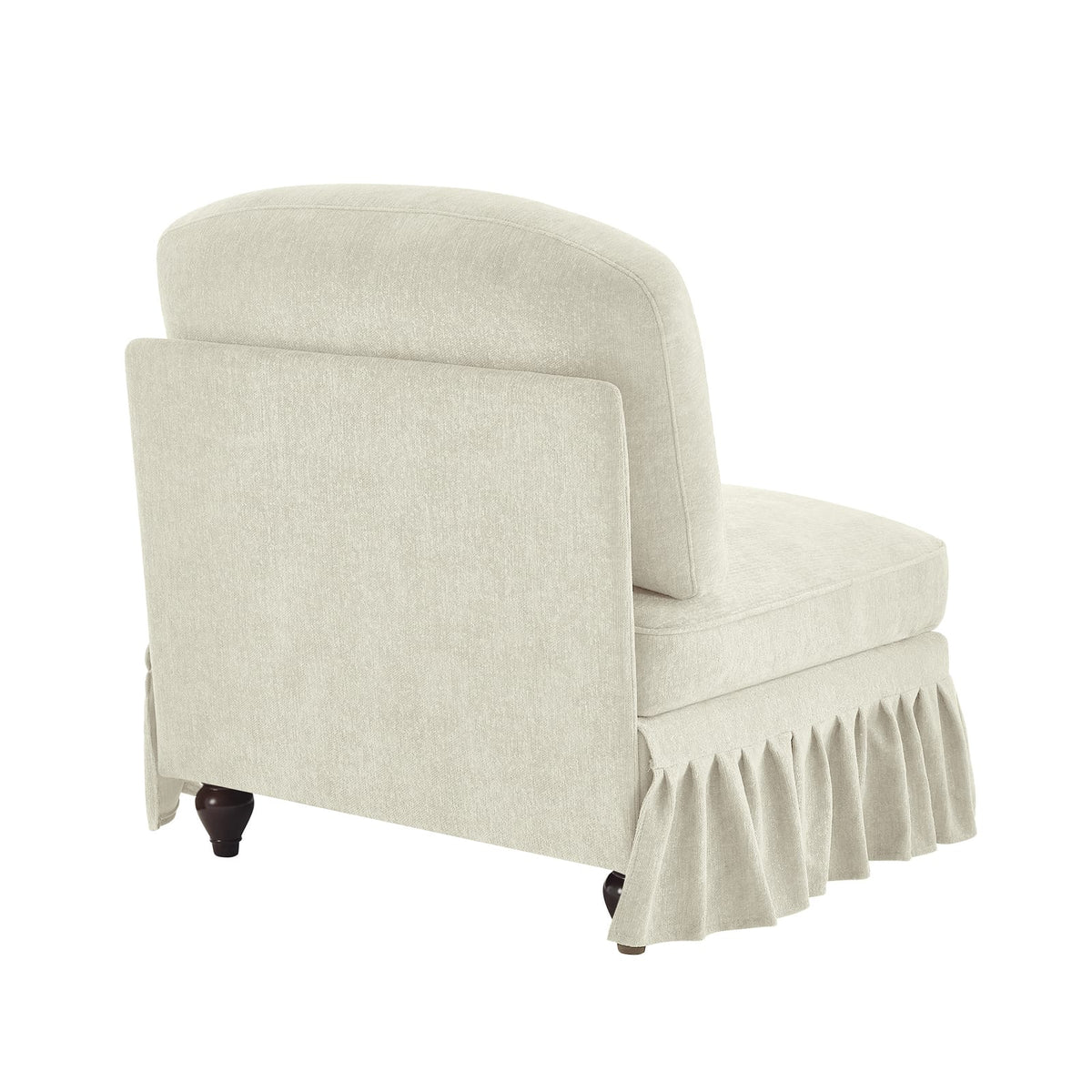 Beige White Chenille Armless Sofa with 1 Pillow - 30.7" L for Living Room