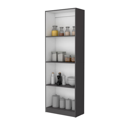 Grey White Wood Bookcase 4 Shelves Storage