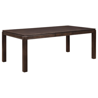 Contemporary Dark Brown 7pc Dining Set Table with Extension Leaf and 6x Upholstered