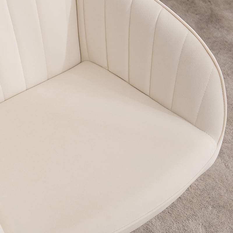 Beige Velvet Ergonomic Office Chair - Adjustable Swivel Chair
