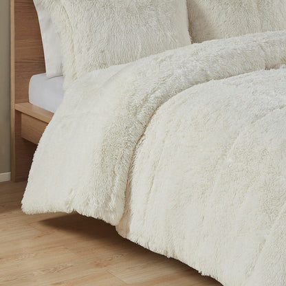 Twin/Twin XL Shaggy Ivory Comforter Set - Cozy Comfort