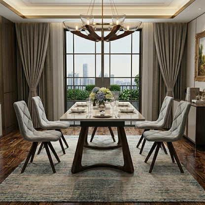 Walnut Sintered Stone Dining Table - 6 Person Expandable Table