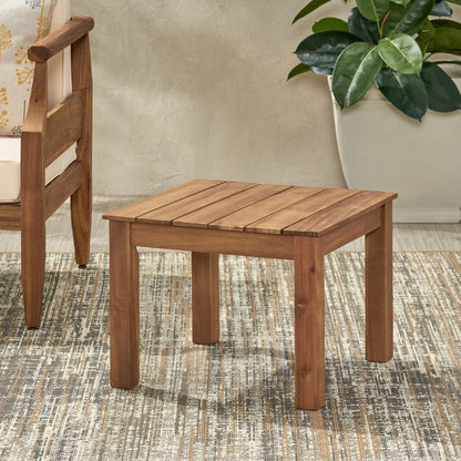 Acacia Wood Side Table - Brown Patio Furniture