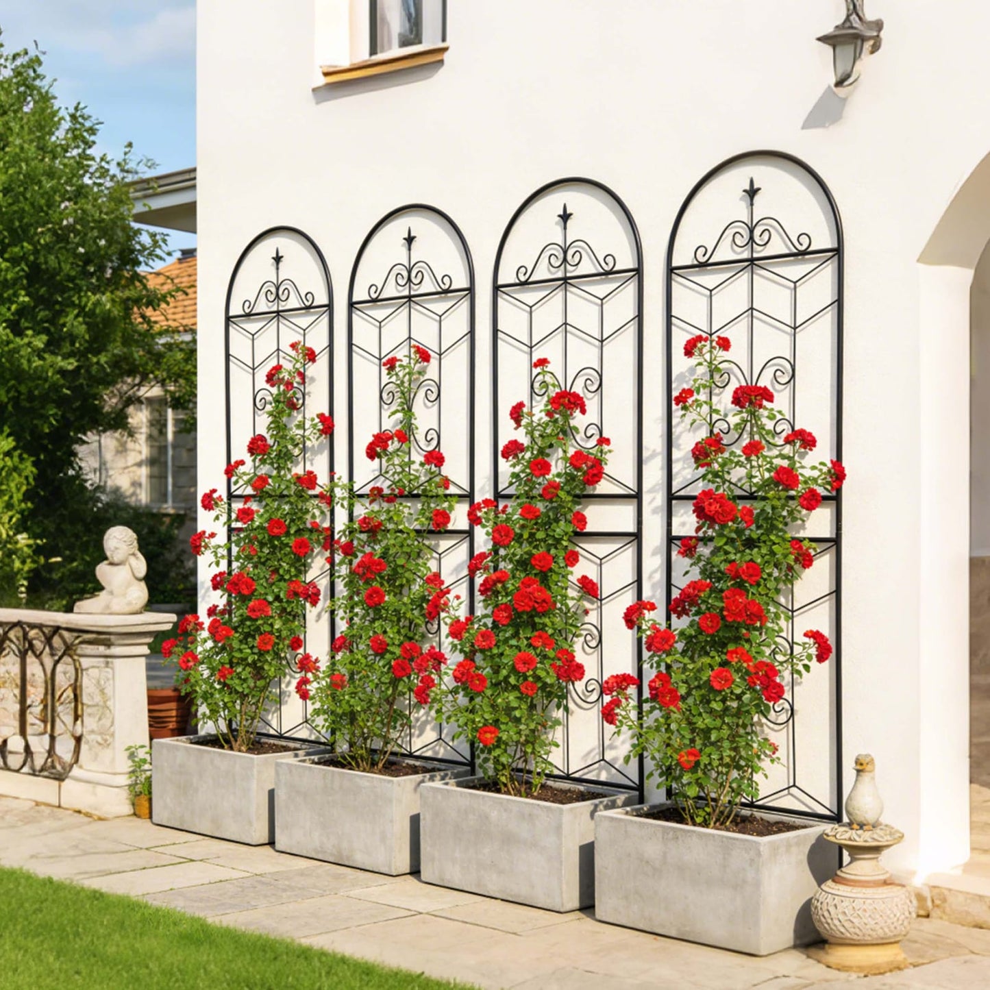 Black Metal Garden Trellis Panels - 4 Pack, 71 Inch