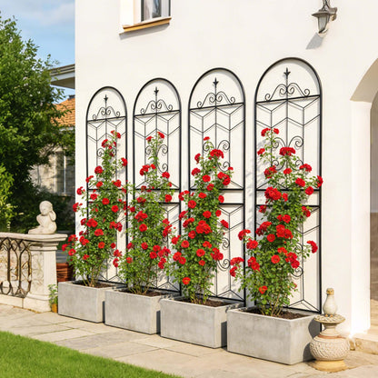 Black Metal Garden Trellis Panels - 4 Pack, 71 Inch