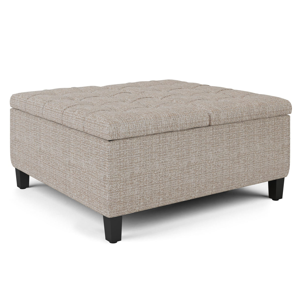 36 Inch Silver Fabric Storage Ottoman Table