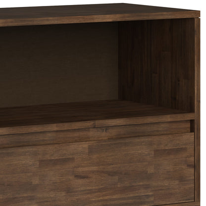 Chase Low Bookcase - Dark Brown Wood Display Shelves for Living Room