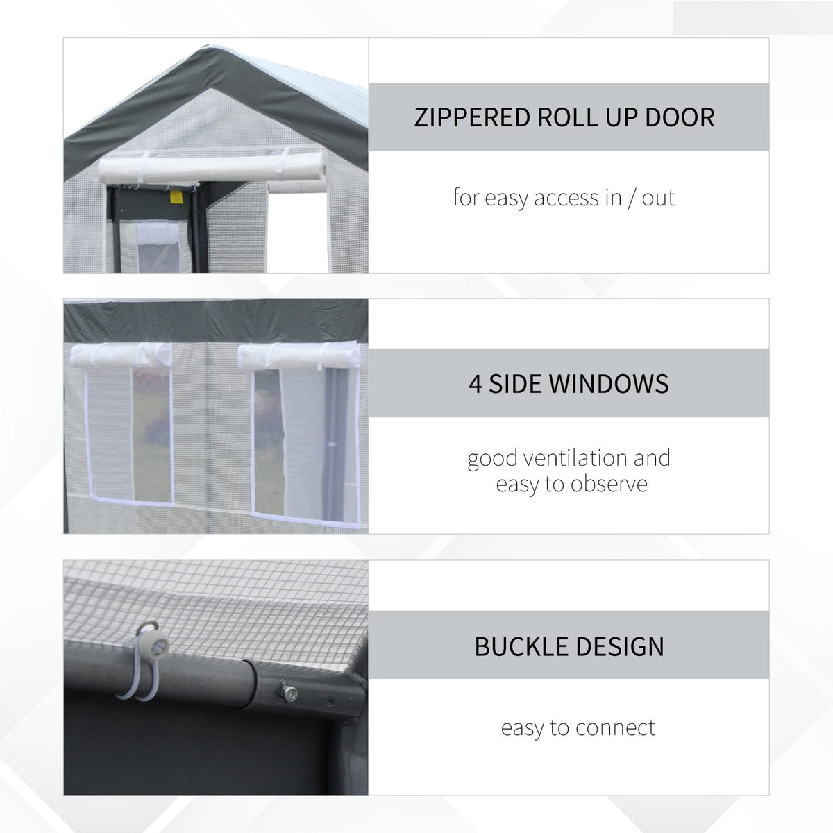 8 Foot Walk-In Greenhouse - White Polyethylene