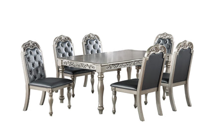 Gray Rectangular Dining Table with 6 Chairs