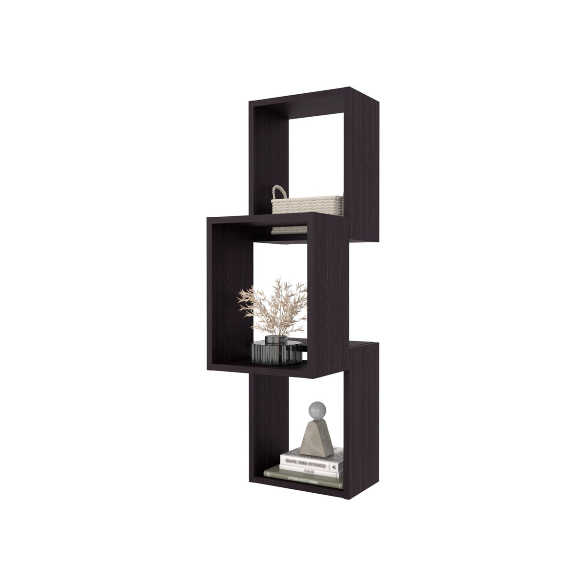 Seyner 3-Cube Wall Shelf - Black Open Storage Display Shelves