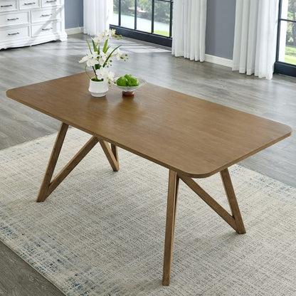 Brown Oak Wood+Fabric Dining Set with Chairs for Kitchen or Dining Room