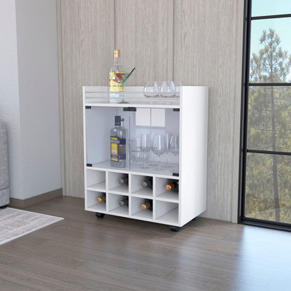 Small White Kitchen Cart with Wine Rack