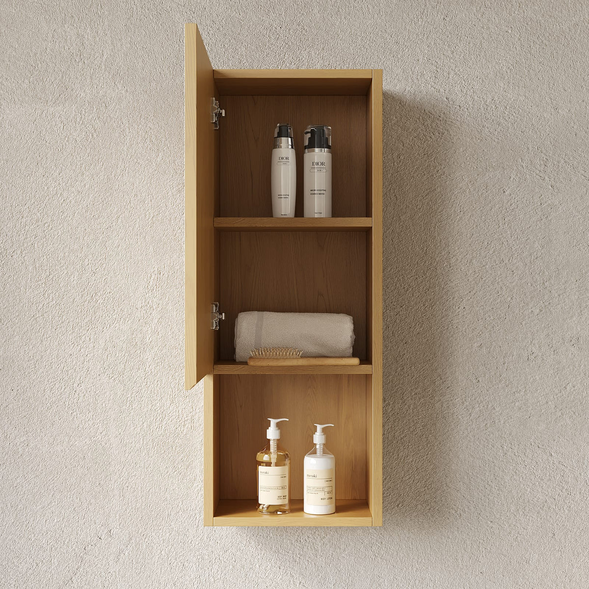 MITCH 35" Tall Bathroom Wall Mounted Cabinet - Golden Oak