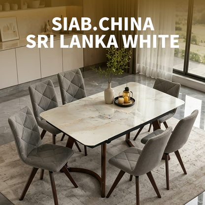 Walnut Sintered Stone Dining Table - 6 Person Expandable Table