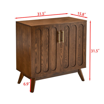 Walnut Solid Wood Buffet Cabinet - Adjustable Shelves, 31.5" W for Living Room