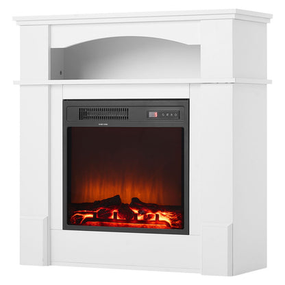 37 Inch Electric Fireplace Stove - Black White Steel