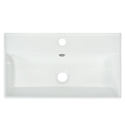 21.6" White Ceramic Bathroom Vanity - Sink Storage