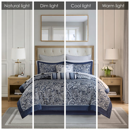 Navy King Comforter Set - 12 Piece Bedding