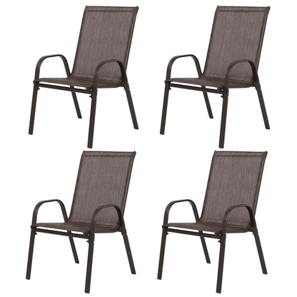 Brown Steel Patio Chairs - Set of 2 Armchairs