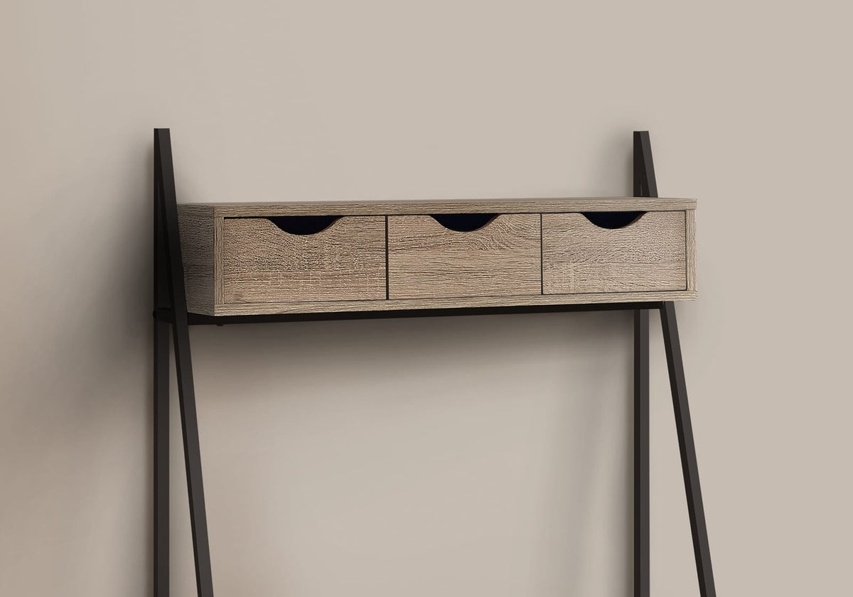 Taupe Metal Computer Desk - Compact Home Office Storage