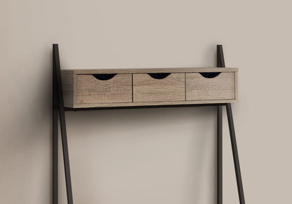 Taupe Metal Computer Desk - Compact Home Office Storage