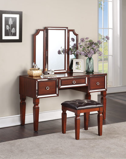 Cherry Poplar Makeup Vanity Set Bedroom Furniture