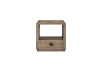 24" Oak End Table with Storage Shelves