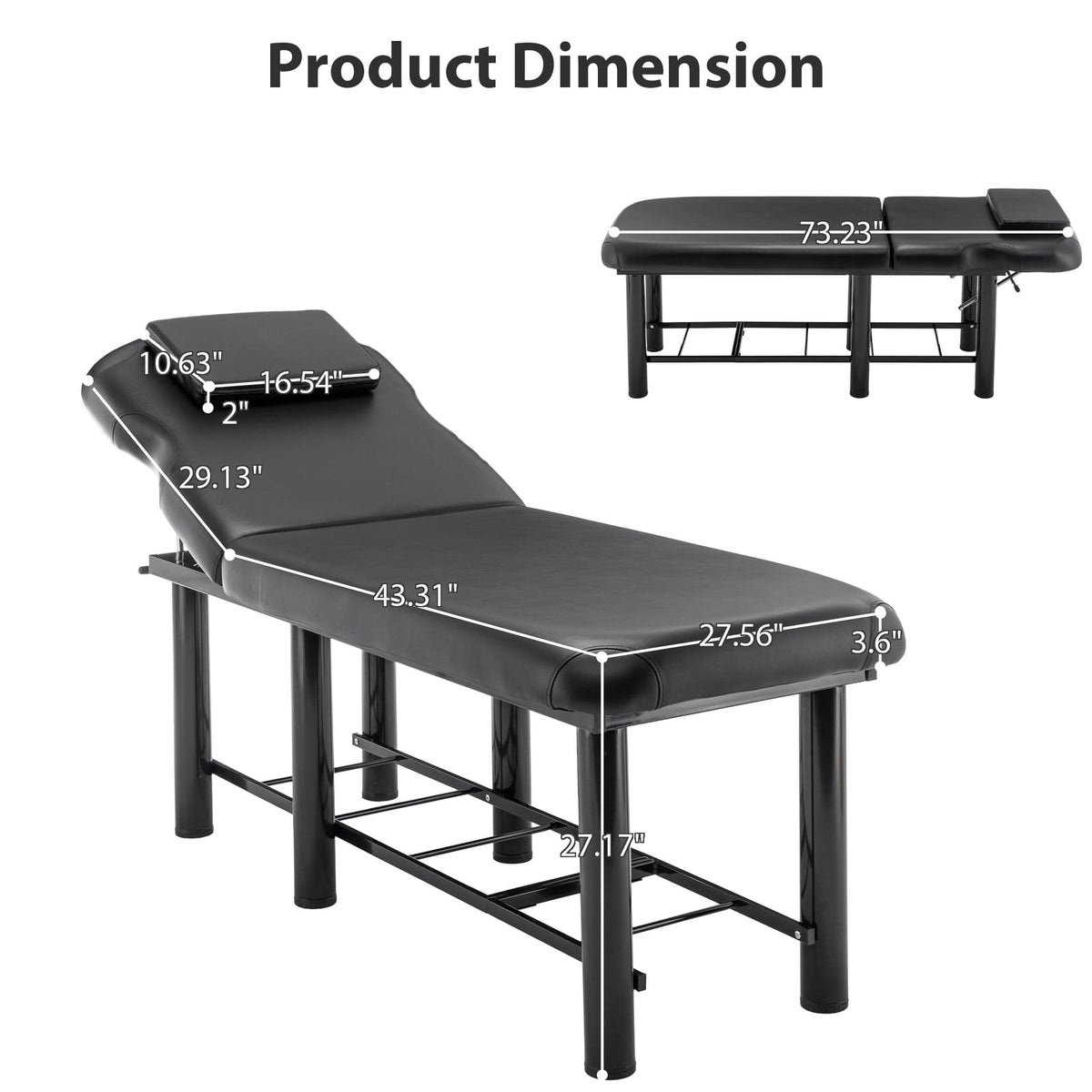 Professional Massage Table - Black with Storage