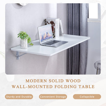 45 Inch White Folding Table - MDF Space Saving Desk for Living Room