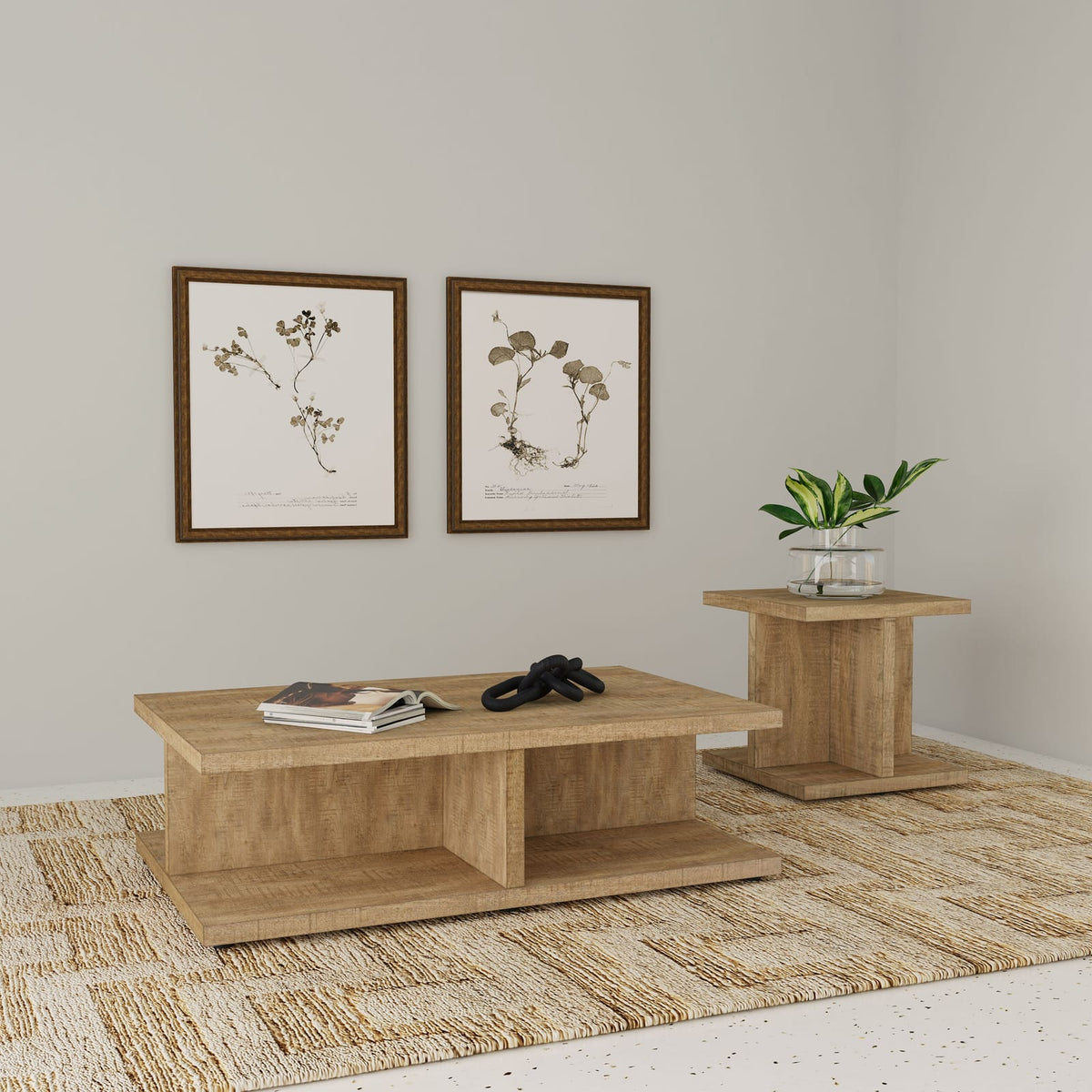 Metron Mango Square End Table - Open Storage Side Table