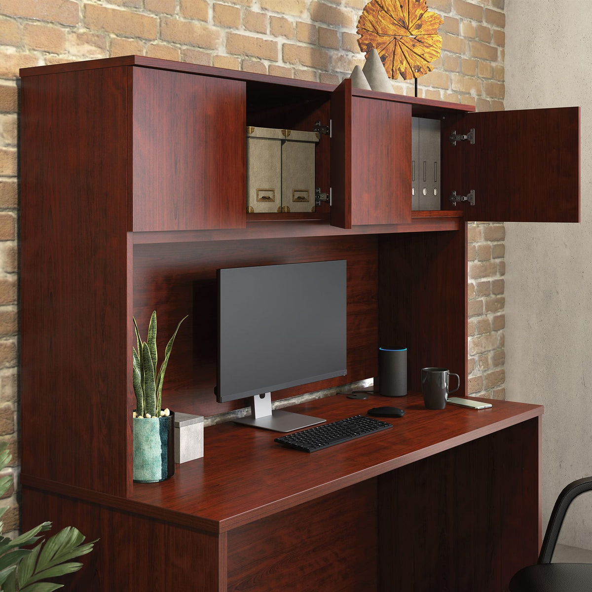Red Filing Cabinet with Cable Management - 60 Inch Office Storage