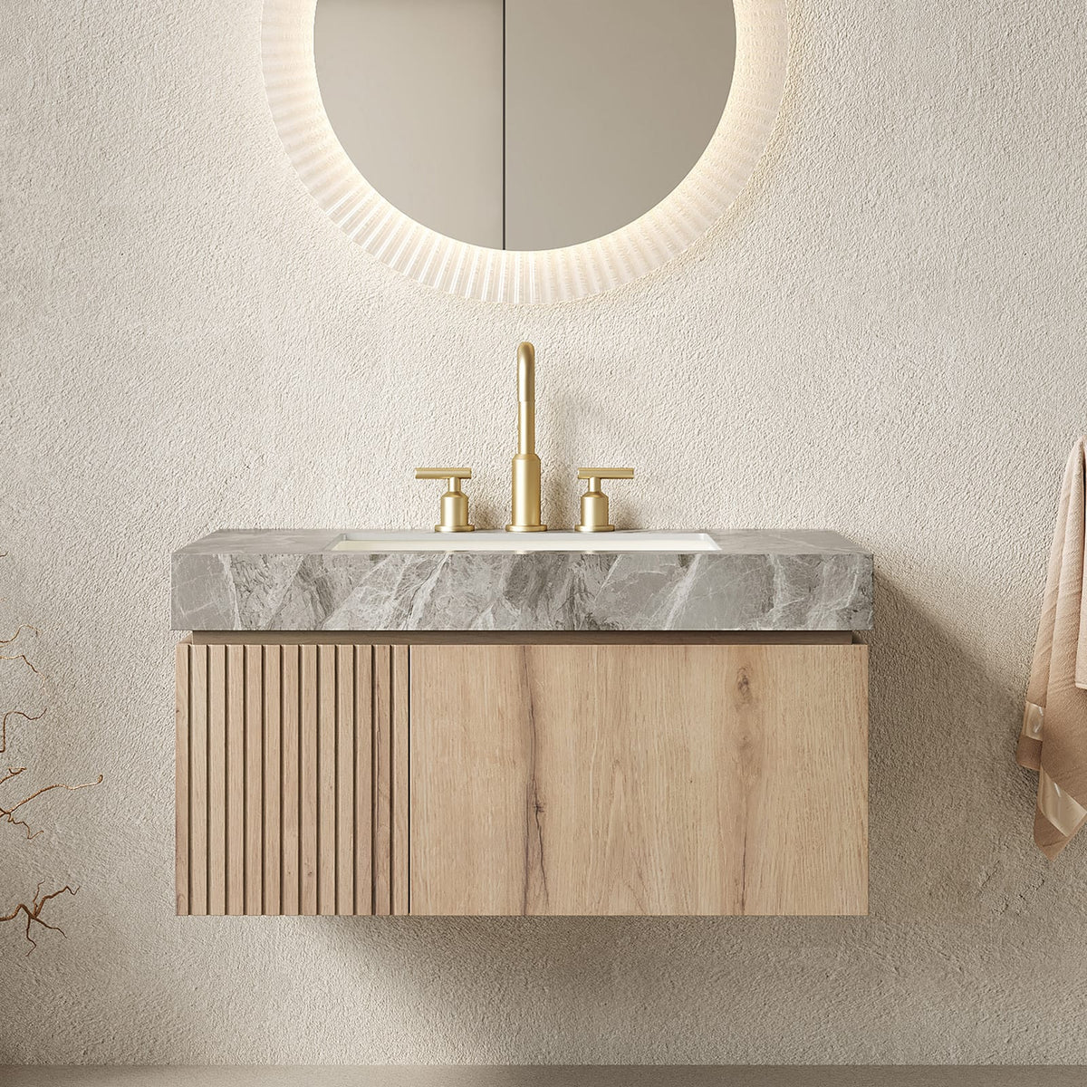 Light Gray Bathroom Vanity with Sink & Storage