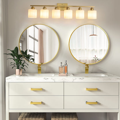 6 Light Gold Bathroom Vanity Light - Brushed Gold Fixture