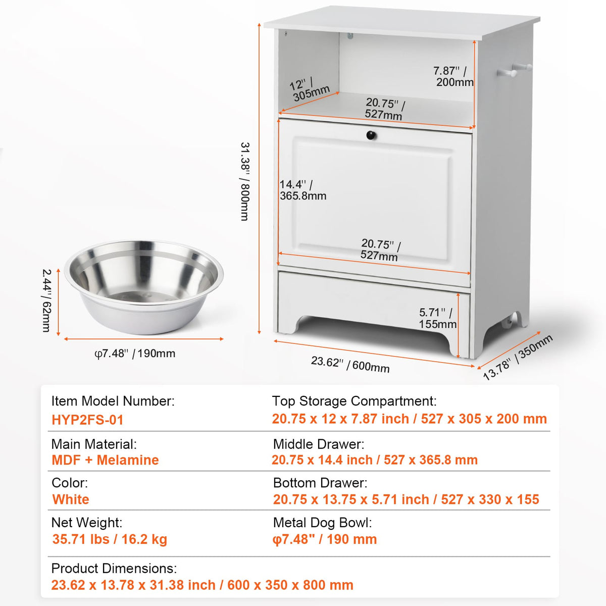 Multi-Functional Pet Feeding Station - Elevated Bowls & Storage Cabinet