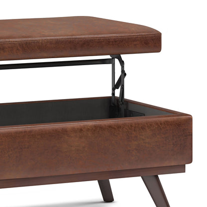 42 Inch Dark Brown Lift Top Ottoman with Storage