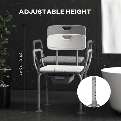 3-in-1 Shower Chair - Bedside Commode & Raised Toilet Seat, White for Living Room