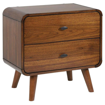 Dark Walnut 2-Drawer Nightstand - Modern Storage