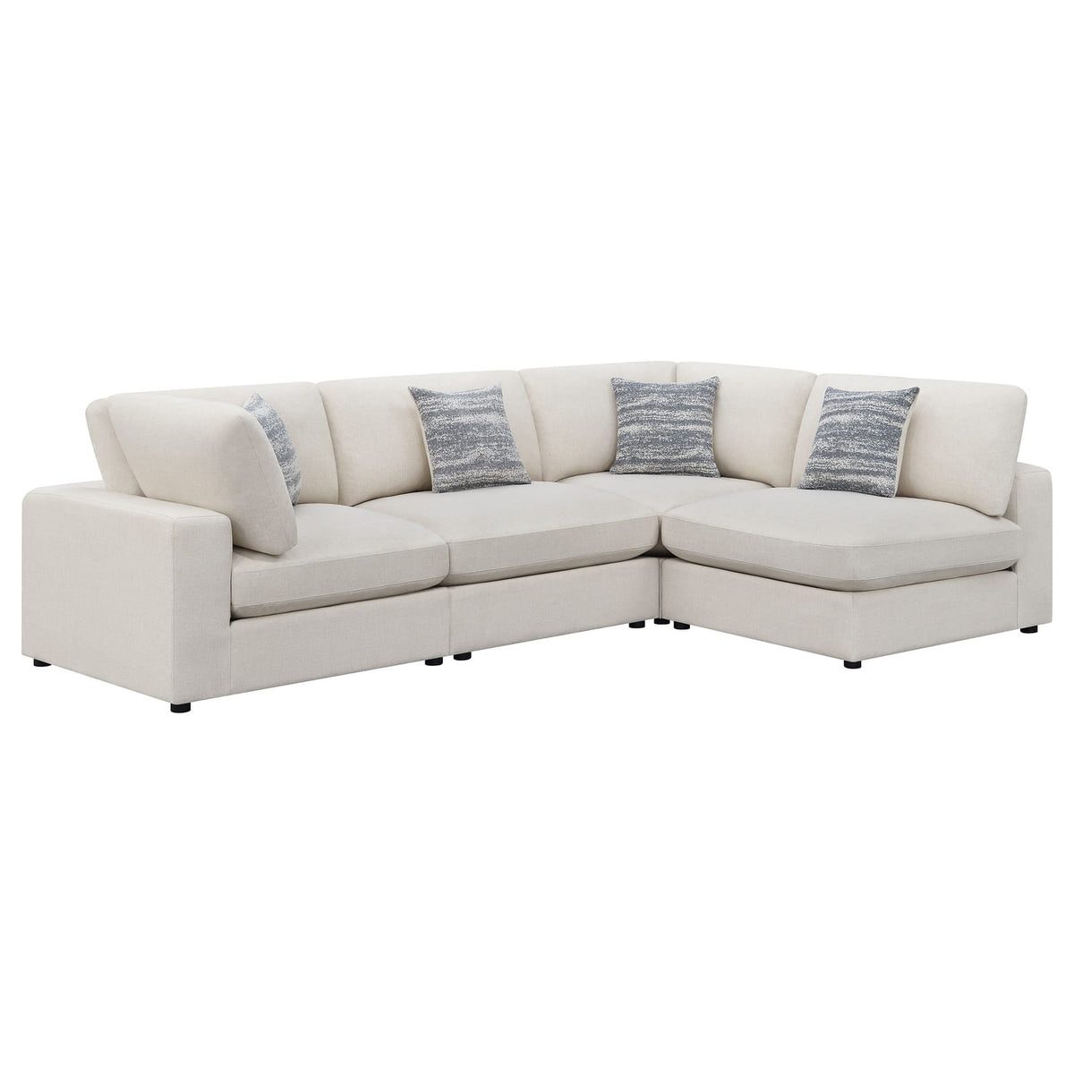 Beige Upholstered 4 Seat Sectional Sofa