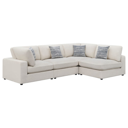 Beige Upholstered 4 Seat Sectional Sofa