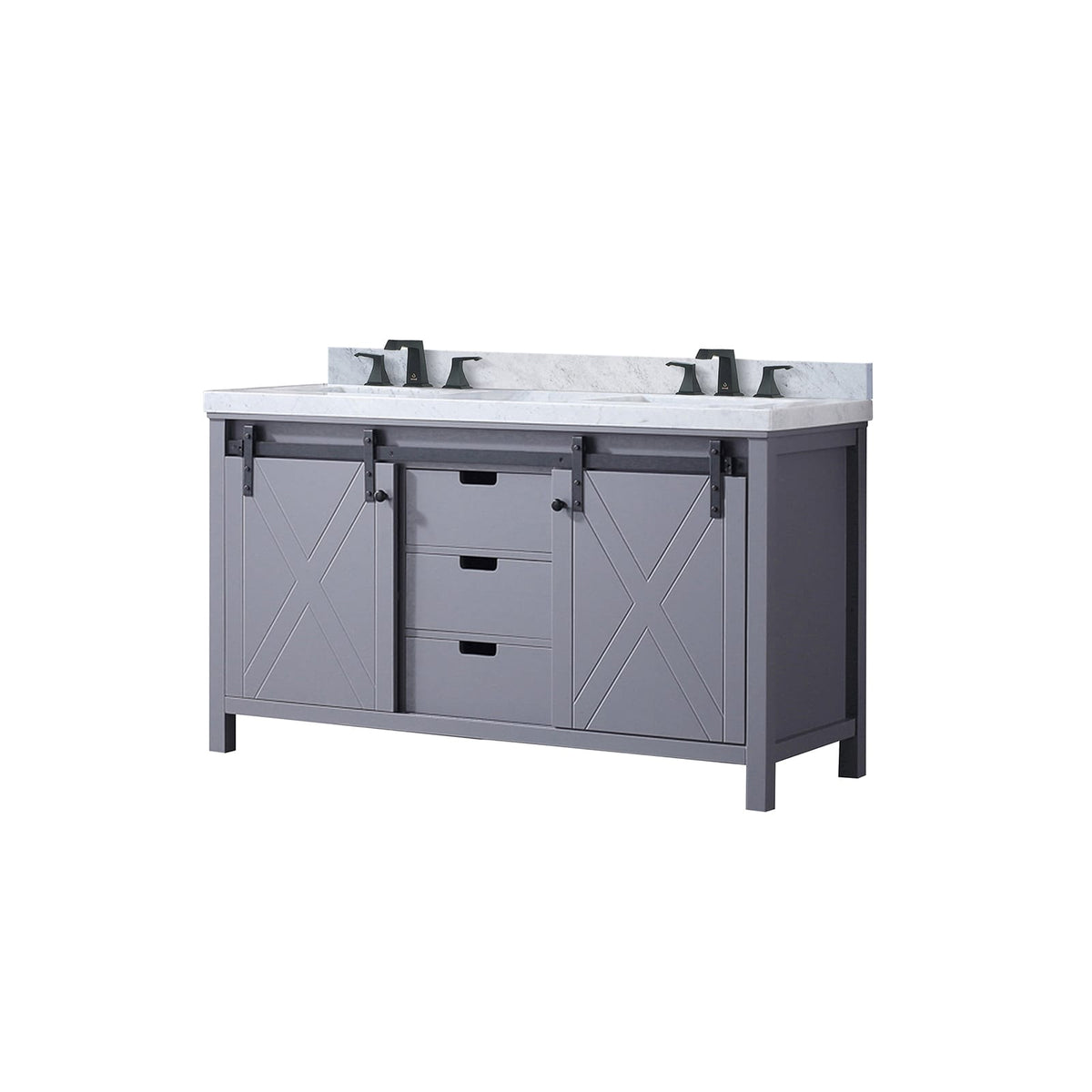 Dark Grey Marble Bathroom Vanity Upgrade with Faucet