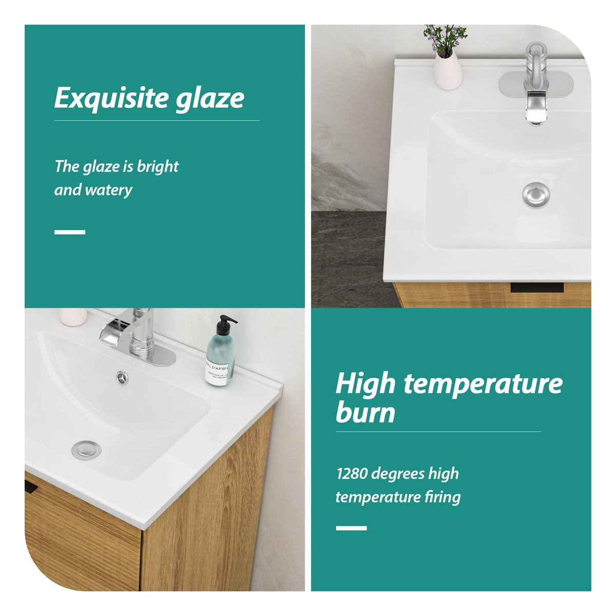 24 Inch White Ceramic Bathroom Vanity with Sink