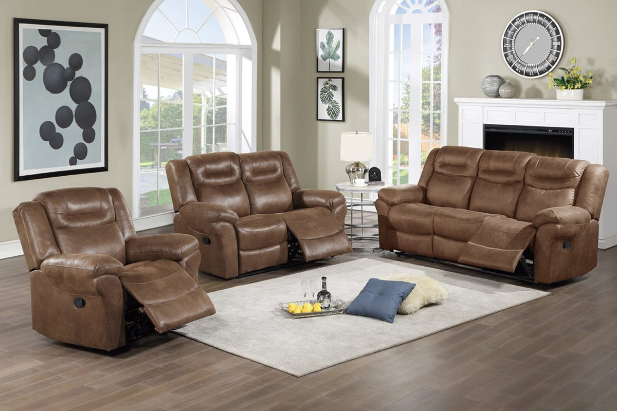 Modern Brown Power Reclining Loveseat - Pillow Arms & USB Port