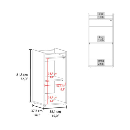White Bar Cabinet with 1 Glass Door & 3 Shelves for Living Room