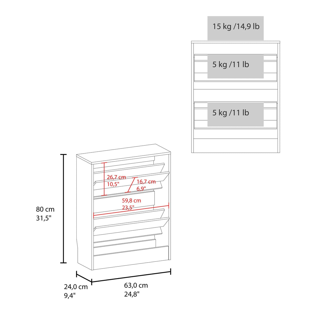 White Shoe Cabinet with 2 Doors - Storage Solutions for Living Room