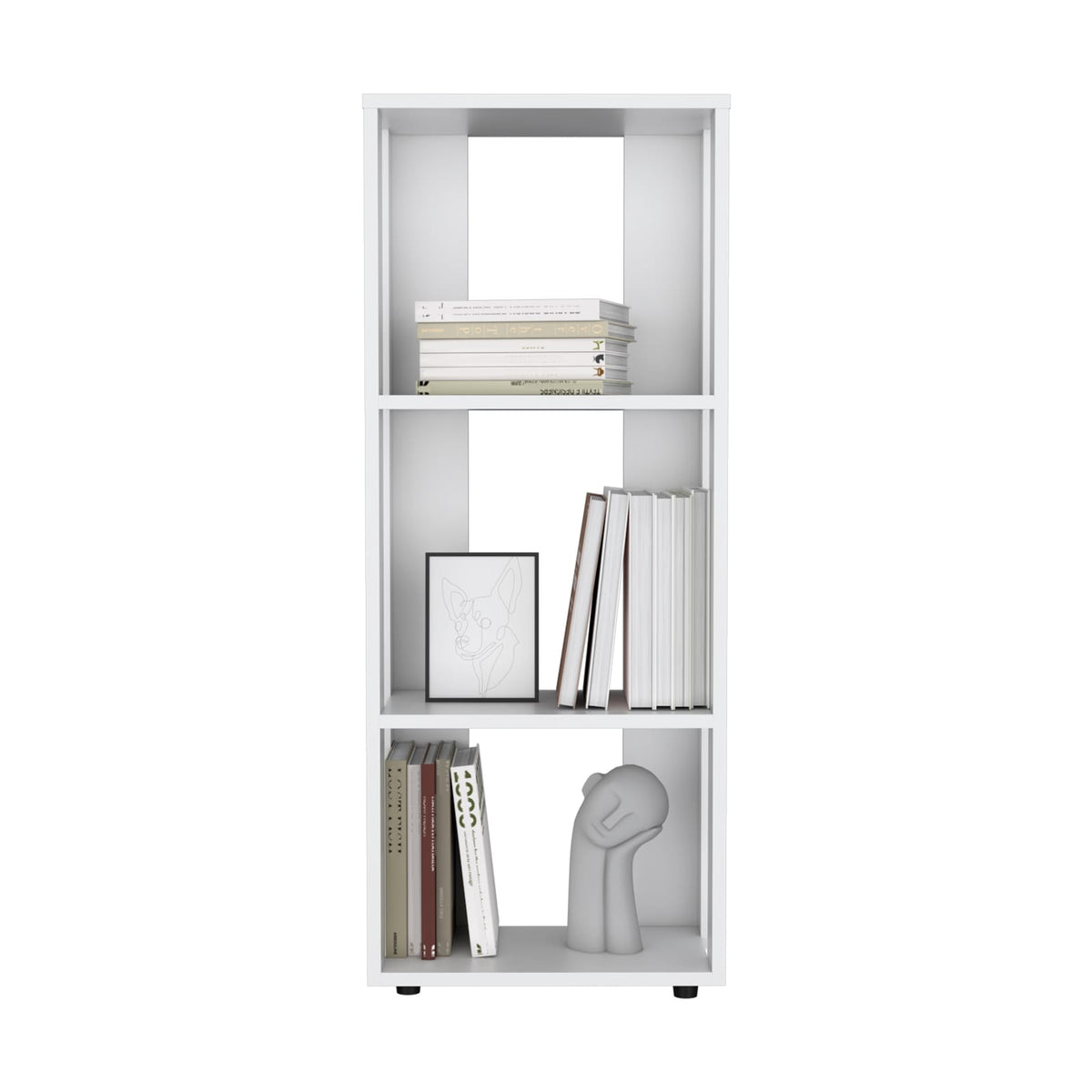 White 3 Shelf Bookcase - Modern Office Storage