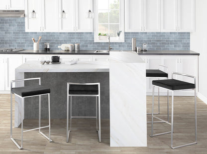 3 Black Faux Leather Barstools - Set of 3