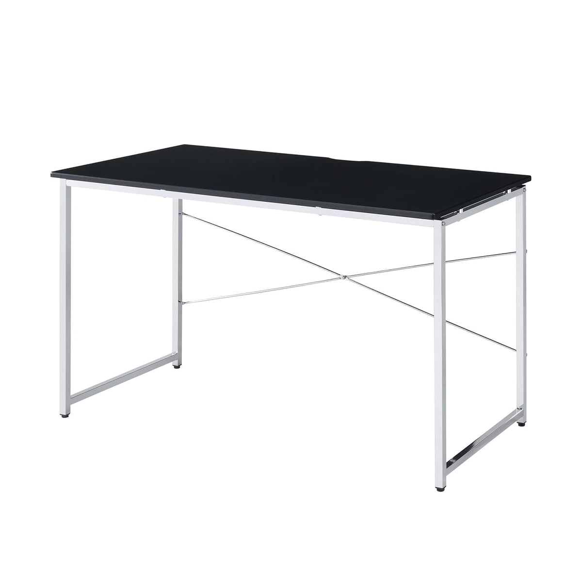 Modern Rectangular Writing Desk with Chrome Metal Frame for Home Office