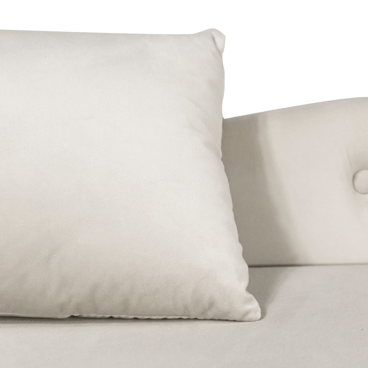 Beige Velvet Chaise Lounge - Storage & Rolled Arm Design