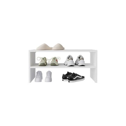 Living Room White Particle Board Shoe Rack with Three Open Shelves for Closet Storage
