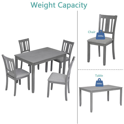 Gray Rectangular Dining Table Set - Seats 4